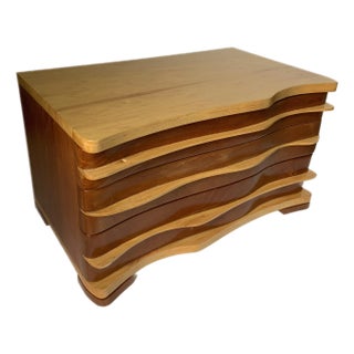 Handmade Large 3 Drawer Wooden Jewelry Box Chest For Sale