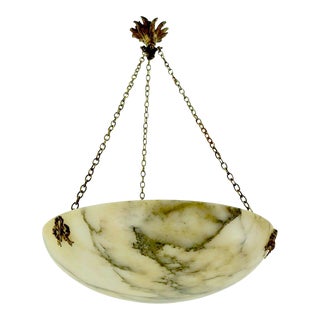 1920s Alabaster & Bronze Pendant, France For Sale