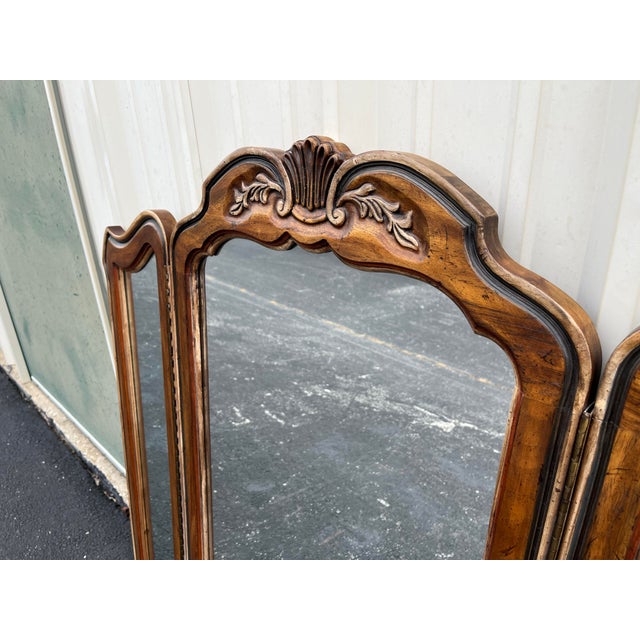 Wood Drexel Brittany Collection Tri-Fold Dressing Mirror For Sale - Image 7 of 12