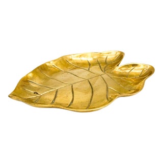 Vintage Brass Leaf Vide Poche / Dish — Organic Modern, Hollywood Regency, Nature-Inspired For Sale