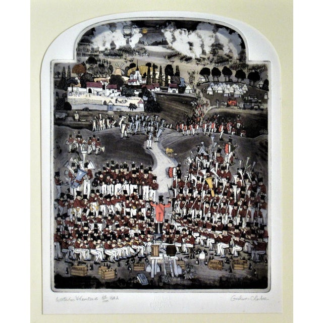 This artwork titled "Waterloo Volunteers" from the suite "History of England" is an original color etching by British...