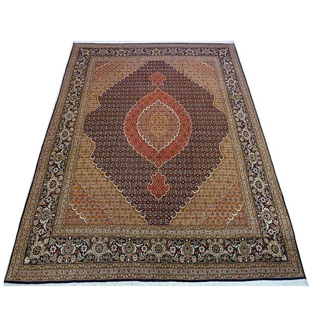 Olive Tabriz Rug in Silk and Cotton, 2000s For Sale - Image 8 of 18