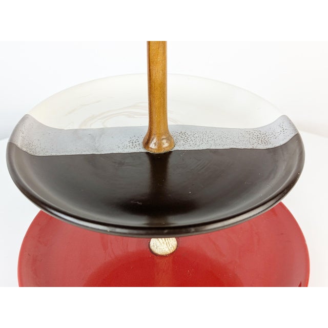 1960s Italian Ceramic and Wood Fruit Bowl, 1960s For Sale - Image 5 of 11