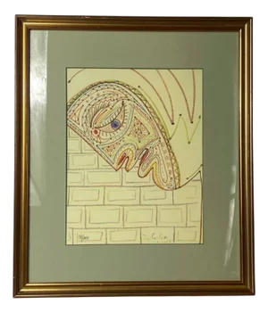 Jean Cocteau, Surrealist Portrait, 1957, Lithograph, Framed