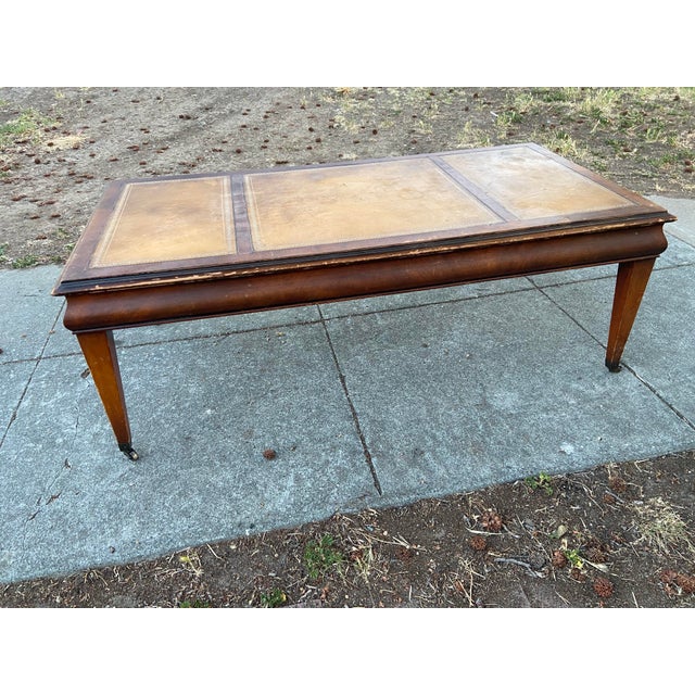 Antique English Regency Mahogany & Leather Top Coffee Table on Casters For Sale - Image 12 of 12