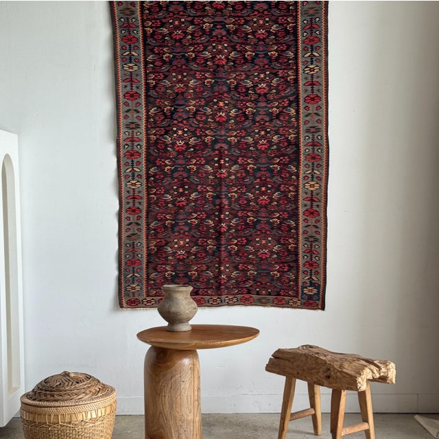 Red Vintage Middle Eastern Rug with Pink and Blue Floral Patterns, 1980s For Sale - Image 8 of 18