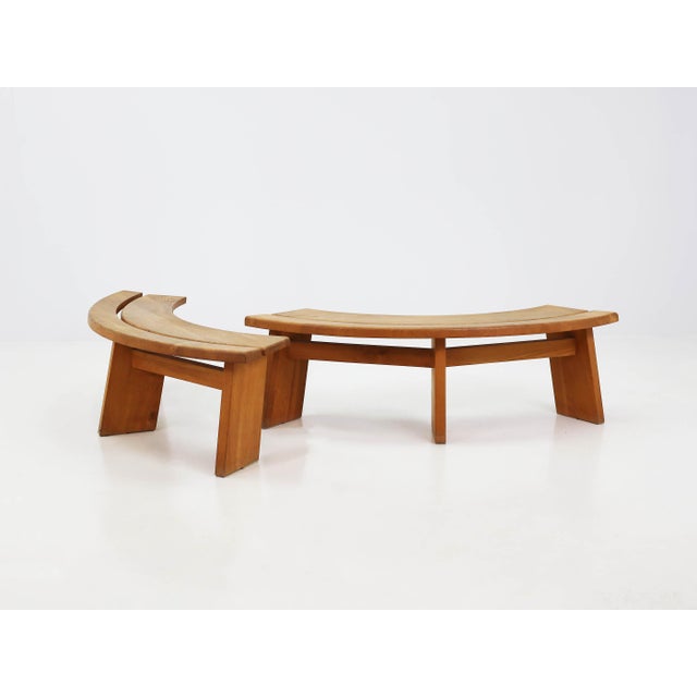 Mid-Century Modern Model S38A Curved Benches by Pierre Chapo, France, 1965 For Sale - Image 3 of 14