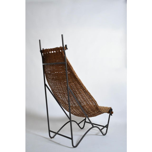1950s Wrought Iron and Rattan Chair, 1950s For Sale - Image 5 of 6