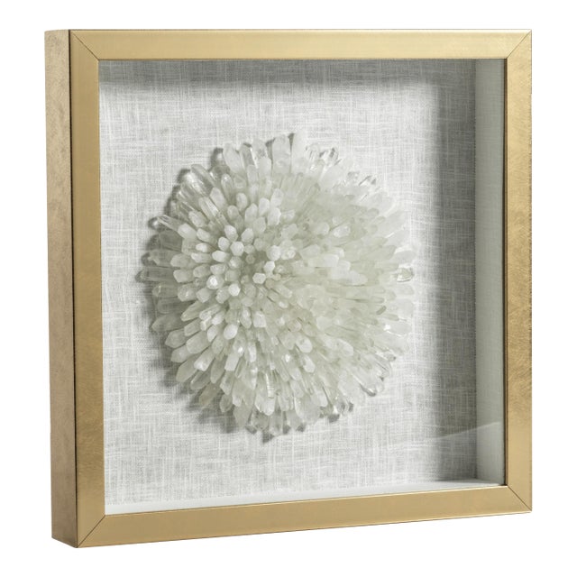 Gold Framed Crystal Flower 16" x 16" For Sale