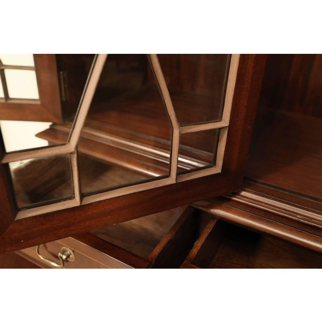 Wood Large Mahogany China Cabinet With 9 Drawers and 4 Enclosed Compartments Behind Doors For Sale - Image 7 of 11