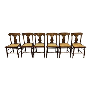 Early 19th Century Set of 6 Antique Fancy Georgian Cane Hand Painted Baltimore Chairs For Sale