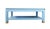 Karl Springer Style Modern Light Blue Linen-Raffia Coffee Table. With Four Brass Sabot For Sale In New York - Image 6 of 10