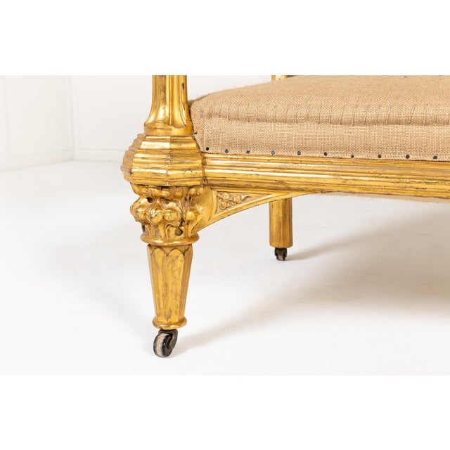 Large 19th Century English Giltwood Country House Sofa For Sale - Image 3 of 11