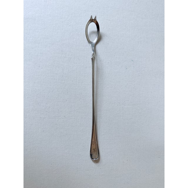 Pierced Bowl Long Handle Olive Spoon, Marked Wm Rogers, Silverplate 1908. Pattern is Garrick & spoon is monogrammed "A"....