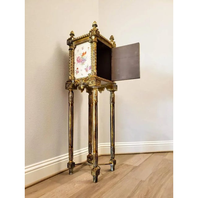 19th Century 19th Century Neoclassical Louis XVI French Carved Gilded Porcelain Jewelry Cabinet For Sale - Image 5 of 11