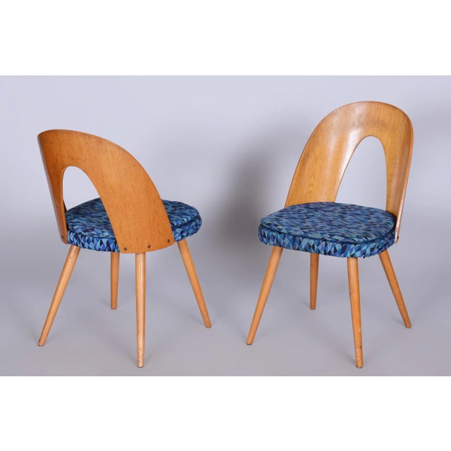 Art Deco Dining Chairs in Ash & Upholstery attributed to Antonín Šuman, Czech, 1940s, Set of 5 For Sale - Image 10 of 10