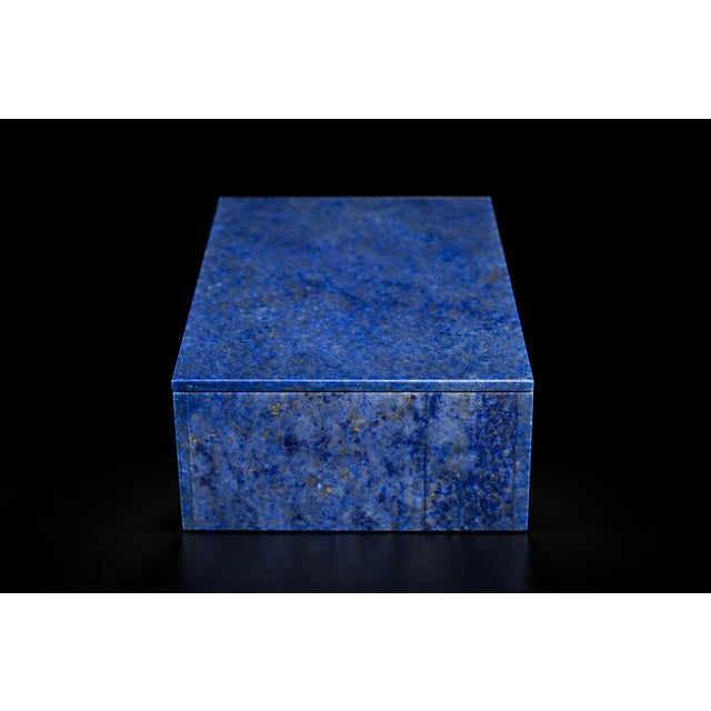 Lapis Lazuli Box Single Panel Whole Slab Lid and 2 Sides Italian No Dye or Filler For Sale - Image 16 of 16