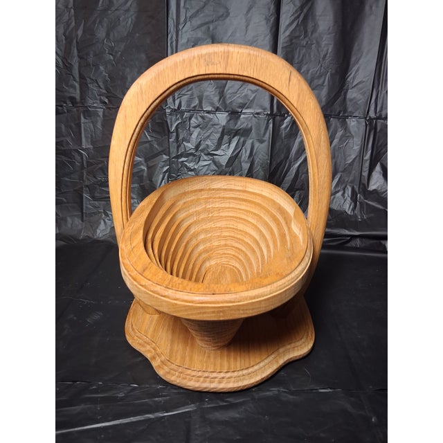 Mid-Century Modern Vintage Solid Oak Collapsible Basket For Sale - Image 3 of 11