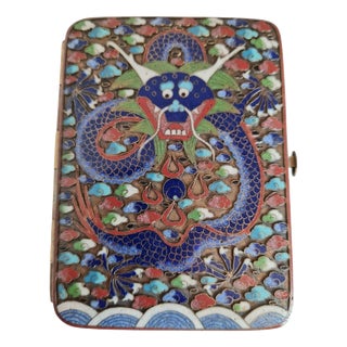 Antique Chinese Cloisonné Dragon Cigarette Case For Sale