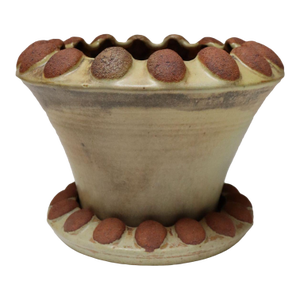 Large Mid-Century Modern Glazed Terracotta Planter With Saucer by Deanna Nichols