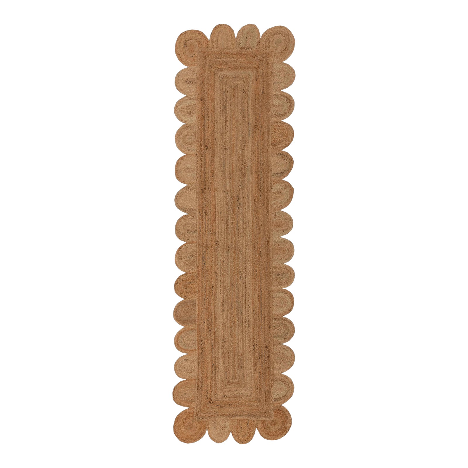 2.6'x15' Natural Color Jute Scallop Handmade Rug | Chairish