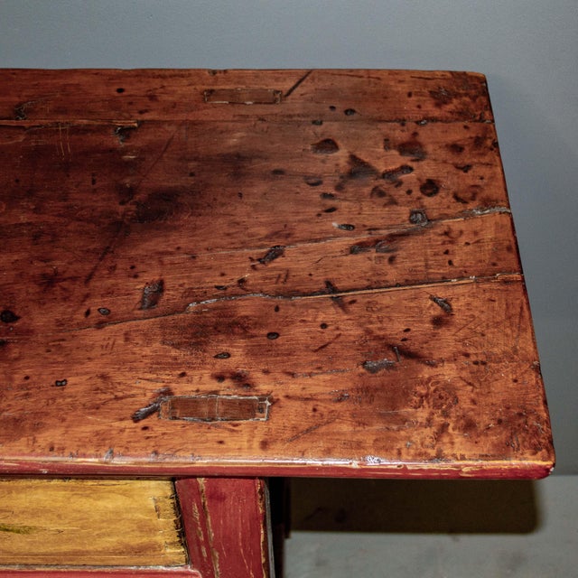 Antique Chinese Red & Yellow Painted Country Sideboard For Sale - Image 9 of 10