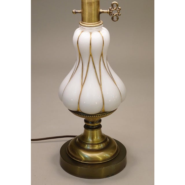 1960s 1960s Stiffel Hollywood Regency Blown Oplaescent Glass Brass Table Lamp Murano For Sale - Image 5 of 11