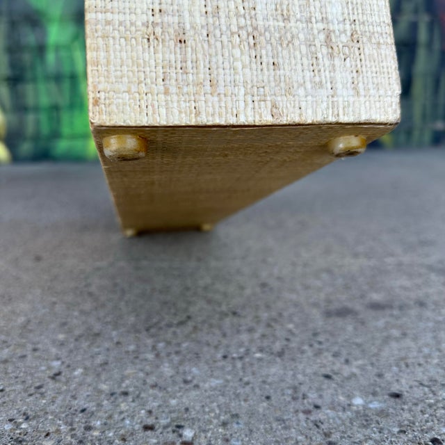 Post Modern Grass Cloth Sofa Console Table For Sale - Image 11 of 12