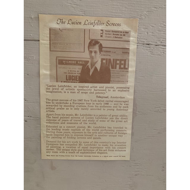 1960s Lucien Leinfelder Two Panel Hand Painted Screen For Sale - Image 17 of 17