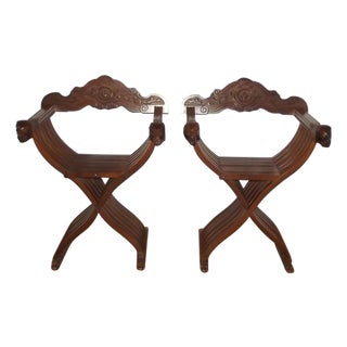 Early 20th Century Italian Savonarola Chairs, Pair For Sale