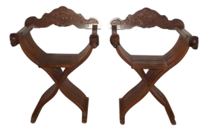 Early 20th Century Italian Savonarola Chairs, Pair