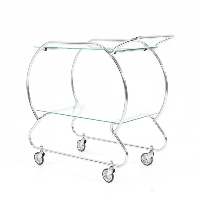 Art Deco Nickel-Plated Brass Serving Trolley, 1930s For Sale - Image 3 of 13