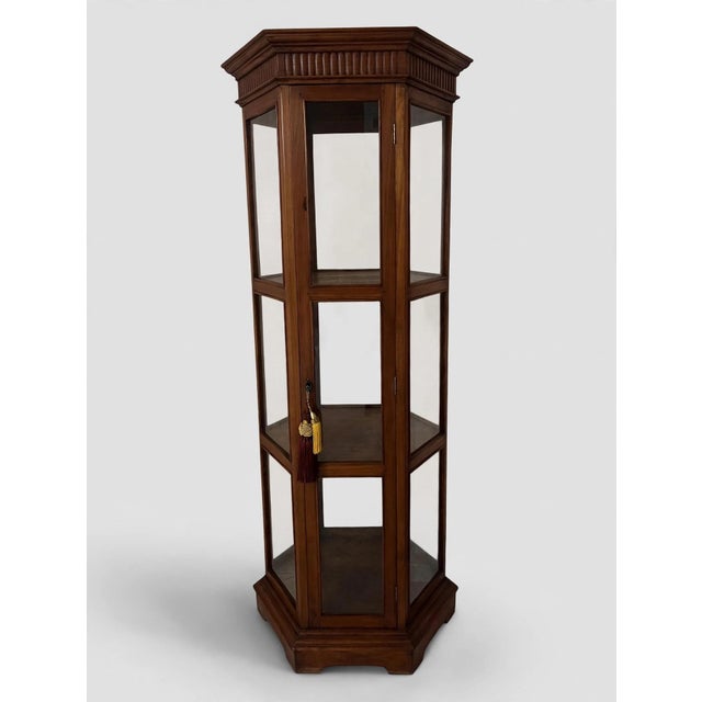 1900 - 1909 Hexagonal Teak Display Cabinet, 1900s For Sale - Image 5 of 7