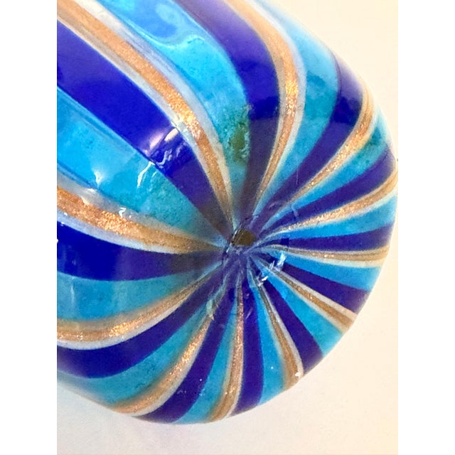Murano Glass Vase with Blue and Light Blue Canes and Avventurine, 1980s For Sale - Image 10 of 12