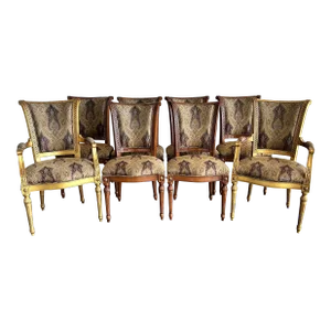 1990s Karges Louis XVI Style Dining Chairs- Set of 8