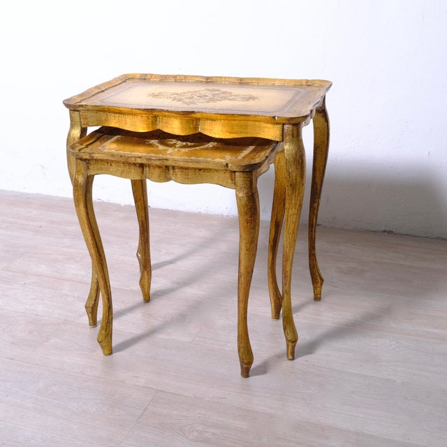 Neo-Classical Florentine Nesting Tables, Italy, 1960s, Set of 2 For Sale - Image 6 of 17