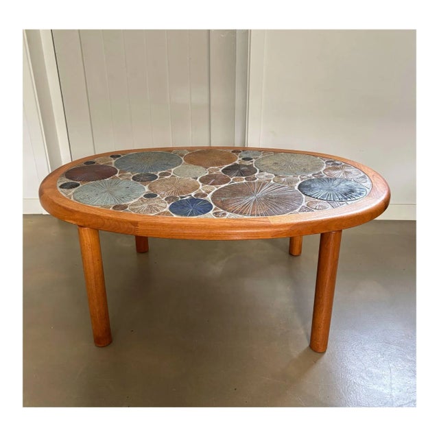 Ceramic and Wooden Side or Coffee Table by Tue Poulsen for Haslev, Denmark, 1960s For Sale - Image 11 of 11