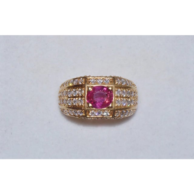 Red Certified Natural 2.81Cts VS F Diamond Vivid Red Ruby 18K Solid Gold Cigar Ring Band, size 6.5 For Sale - Image 8 of 10