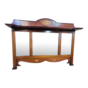 1930s Edwardian English Inlaid Mahogany Mantel Mirror