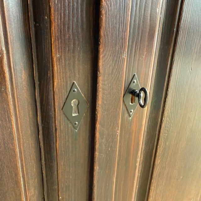 Bistro IV Reclaimed Elm Wood Cabinet With 4 Doors and Working Locks For Sale - Image 10 of 15