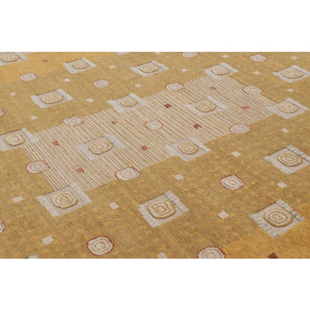 Art Deco Contemporary Swedish Deco Style Gold Wool, Sari Silk & Natural Silk Rug by Rug & Kilim For Sale - Image 3 of 10