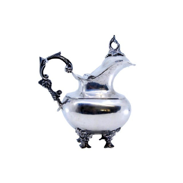 Silver Milk Jug with Knob Lid and Raised Feet in the style of D Maria For Sale - Image 11 of 11