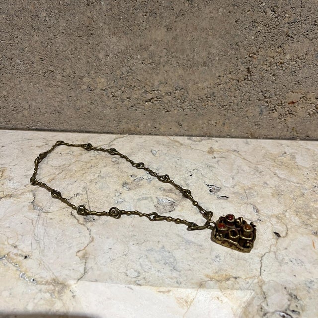 Pal Kepenyes 1970s Pal Kepenyes Brutalist Brass Necklace For Sale - Image 4 of 7