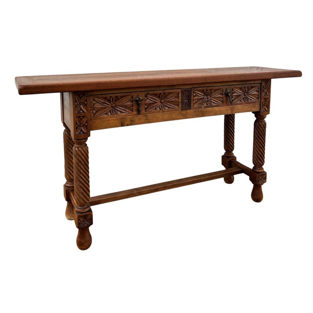 Spanish Castilian Console with Drawers and Turned Legs, 1890s For Sale - Image 15 of 15