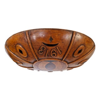 Handcarved Wedding Wood Bowl, 1913 For Sale