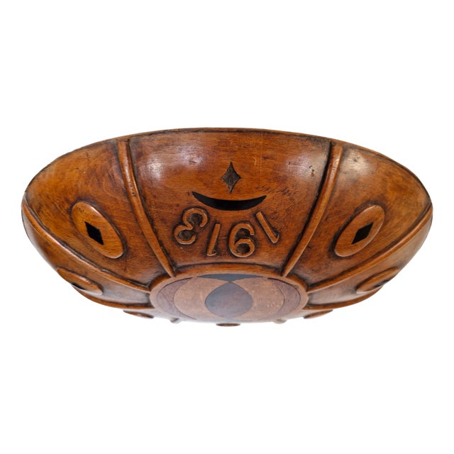 Handcarved Wedding Wood Bowl, 1913 For Sale