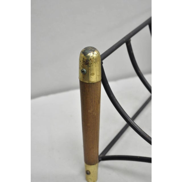 Mid 20th Century Modern Wood & Wrought Iron Magazine Rack Fireplace Log Holder For Sale In Philadelphia - Image 6 of 11