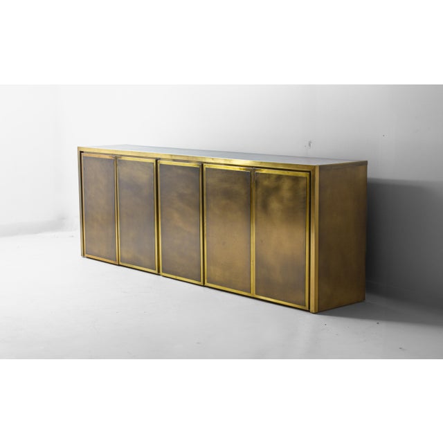 Metal Vintage Sideboard in Brushed Brass from Belgo Chrom, 1970s For Sale - Image 7 of 18