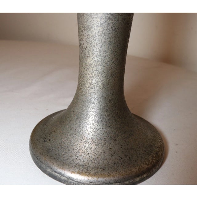 Quality Antique Art Deco Sterling Silver Silver Crest Bronze Ornate Tall Vase For Sale In New York - Image 6 of 12