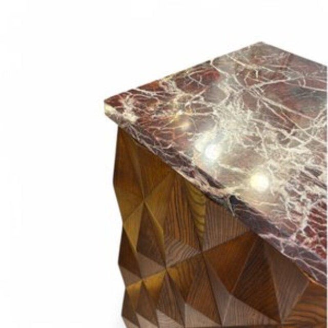 Crafted from ash wood, this cabinet features a front adorned with geometric, diamond-shaped reliefs, lending depth and...